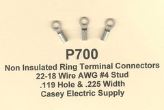100 Non-Insulated RING X-Small Terminal Connector #22-18 Wire Gauge AWG #4 Stud