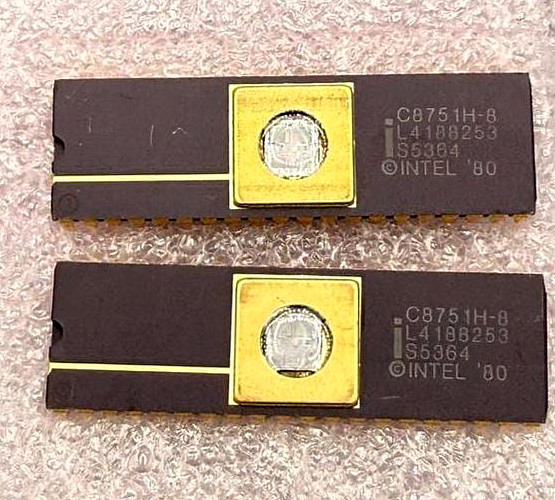 Intel C8751H-8 8051 MCU CDIP-40 Ceramic Gold Window UV EPROM Vintage Lot 2