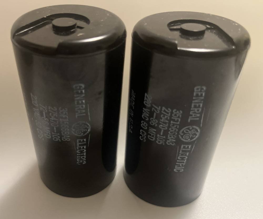Lot Of 2 General Electric 35F1566BA8 Electric Capacitor 72-86 MFD 220 VAC 60 CPS
