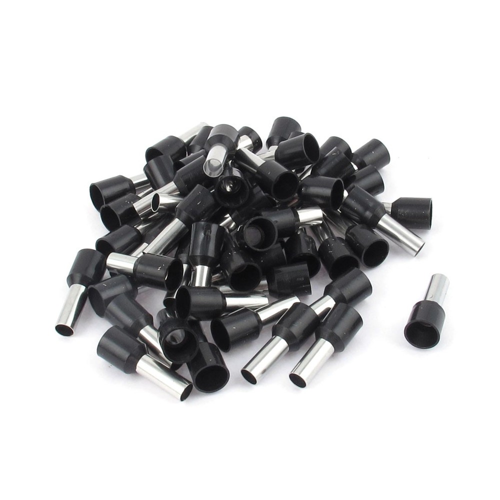 50 Pcs Insulated Ferrule Terminal Wire Connector Black E10-12 8AWG