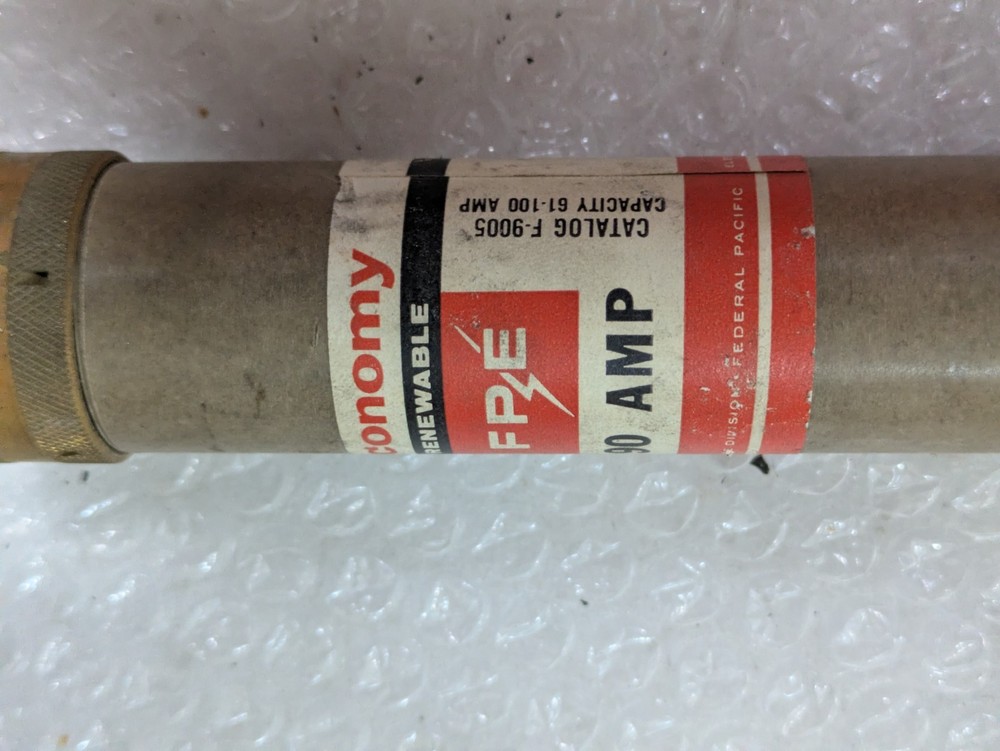 FPE Federal Pacific F-9005 Economy Renewable Fuse 90A 600V Cartridge Industrial