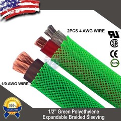 100 FT 1/2″ Green Expandable Wire Cable Sleeving Sheathing Braided Loom Tubing