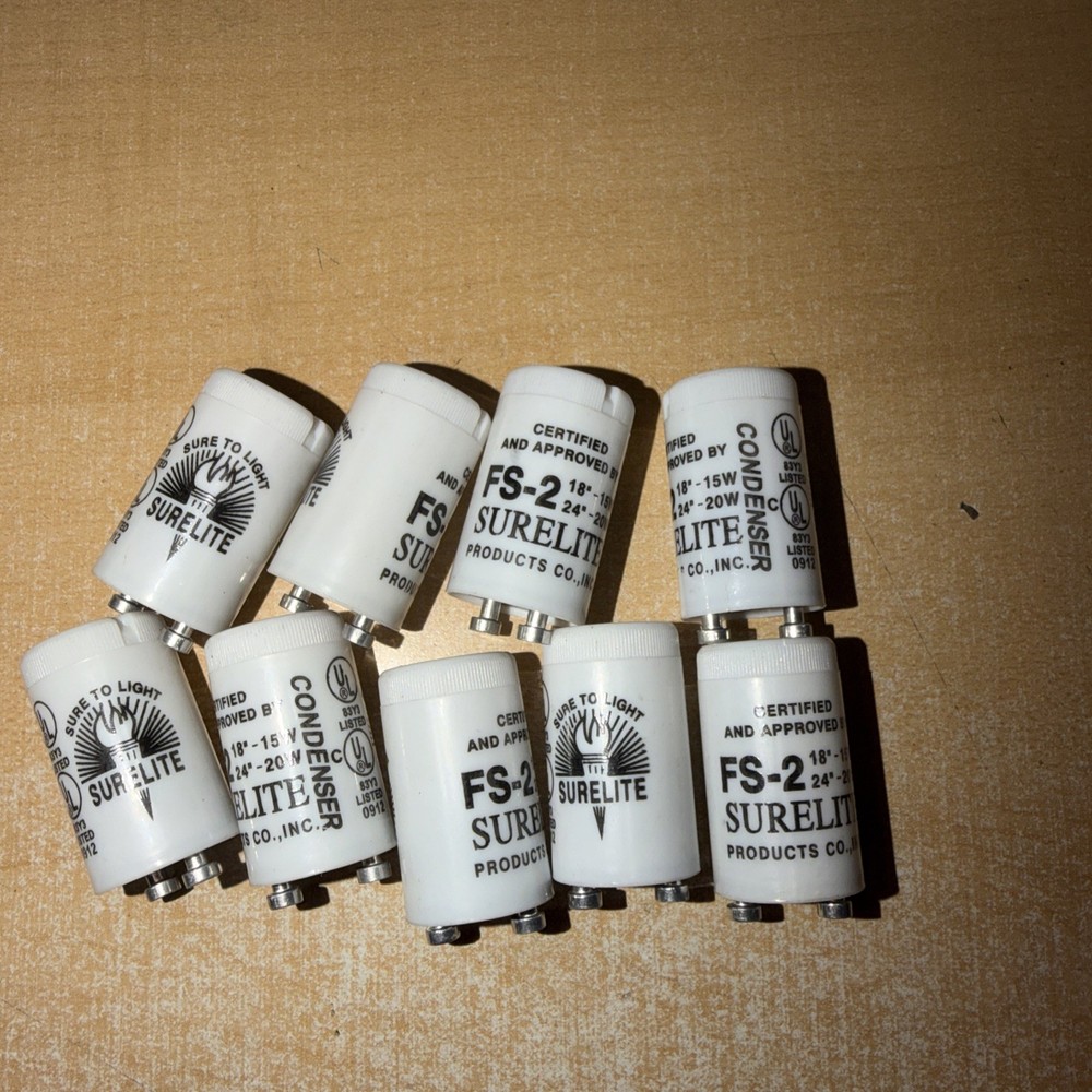 SureLite 14W, 15W, 20W LAMP FS-2 DELUXE STARTER W/ CONDENSER Lot Of 9