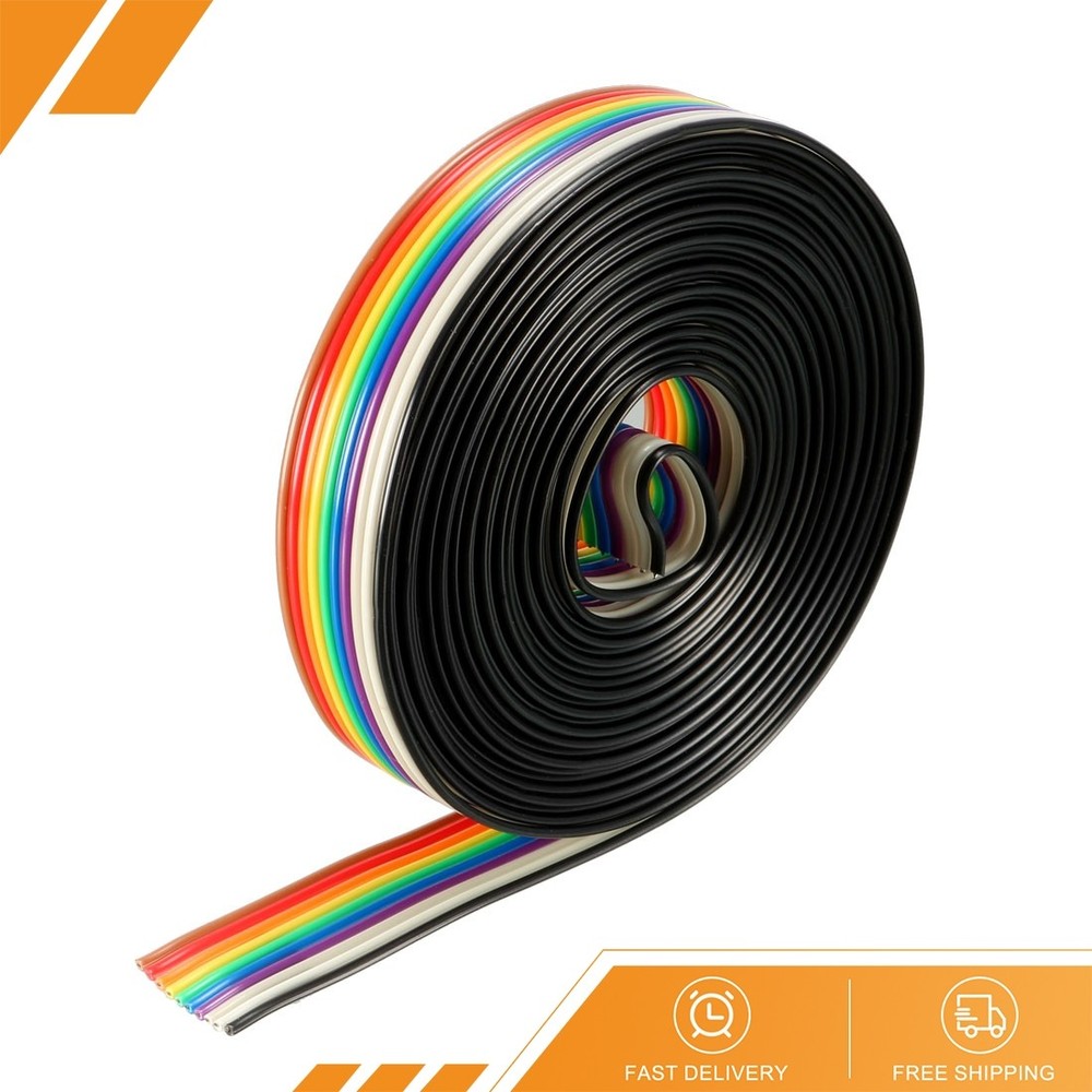 1 x Flat Ribbon Cable 10P Rainbow IDC Wire 1.27mm Pitch 3Meters
