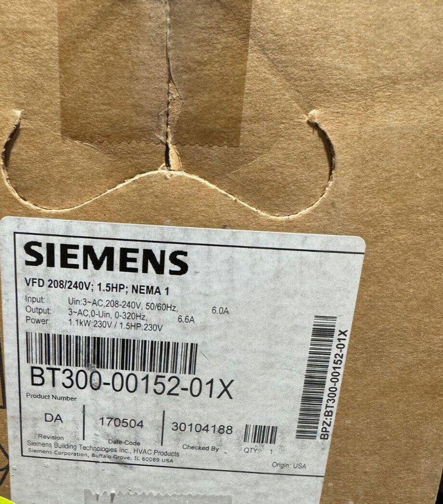 SIEMENS BT300-00152-01X – 1.5HP 1.1KW VFD HVAC