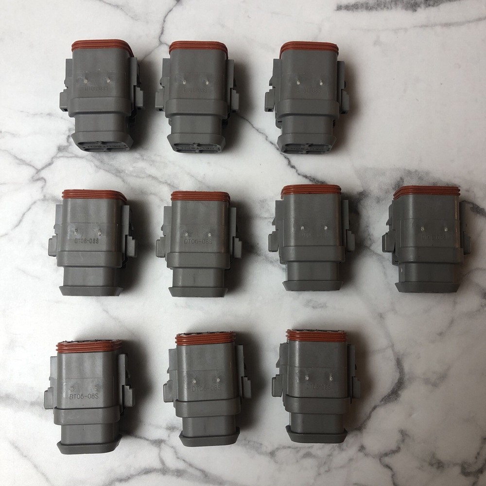10x DT06-08SA-E008 Deutsch DT 8-Pin Plug Connector Kit Gray A-Key Shrink Boot