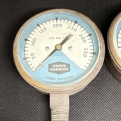 Pair Vintage Industrial Union Carbide Gauges – Made In USA – Upcycle / Steampunk