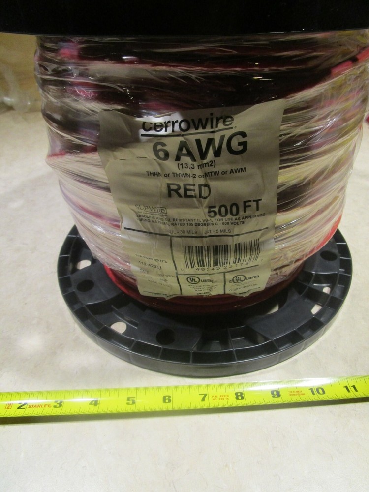 CERROWIRE 6 AWG Stranded INSULATED THHN/THWN-2, RED, 500′, D0527