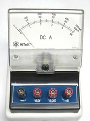 HiTeK D.C. AMMETER MODEL P57049 TRIPLE SCALE 0-500Ma-/0-50Ma/ 0-5A SCHOOL LAB