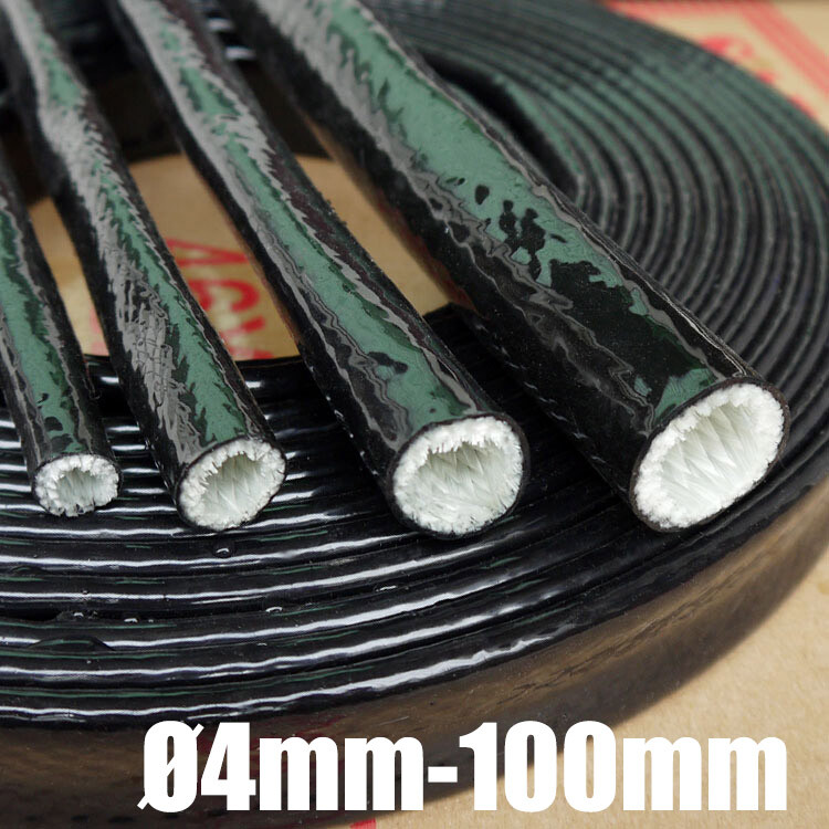 Silicone / Fibreglass Fire Sleeving Protective Heat Shield Sleeve Black φ4~100mm