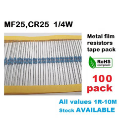‌MF25 1/4W Metal Film Resistors ±1% (0Ω-10MΩ) 100PCS Full Values Kit‌