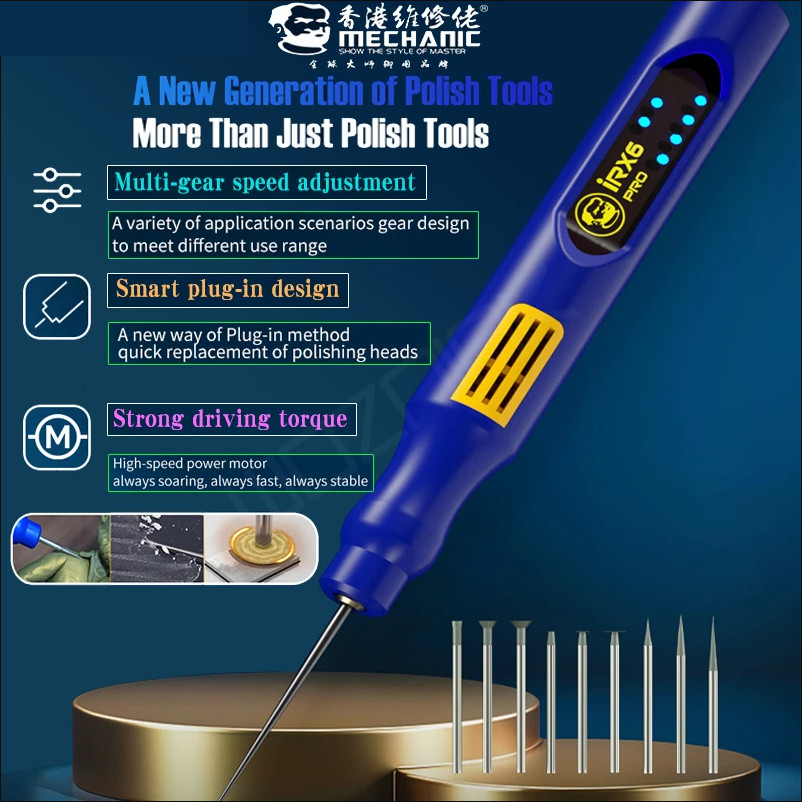 Pen Grinder Carving PCB Rework Trace Pad Lug Repair Grinding Tool with Tips