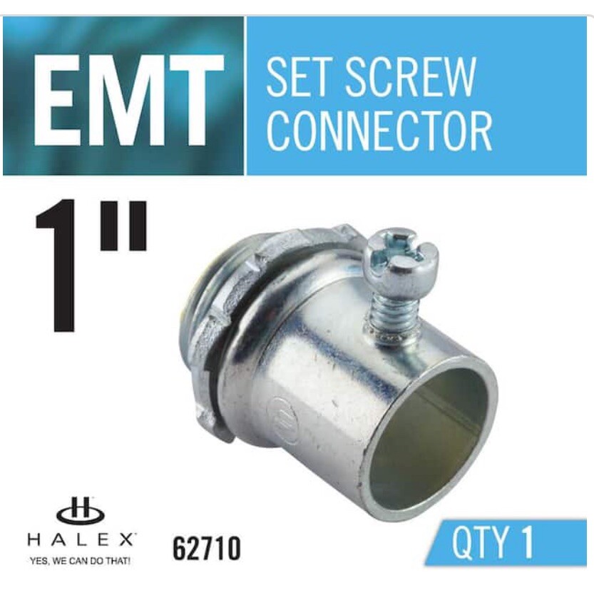 Halex 62710B, 1″, Steel, Concrete Tight, Set Screw, EMT Conduit Connector, 1 pc
