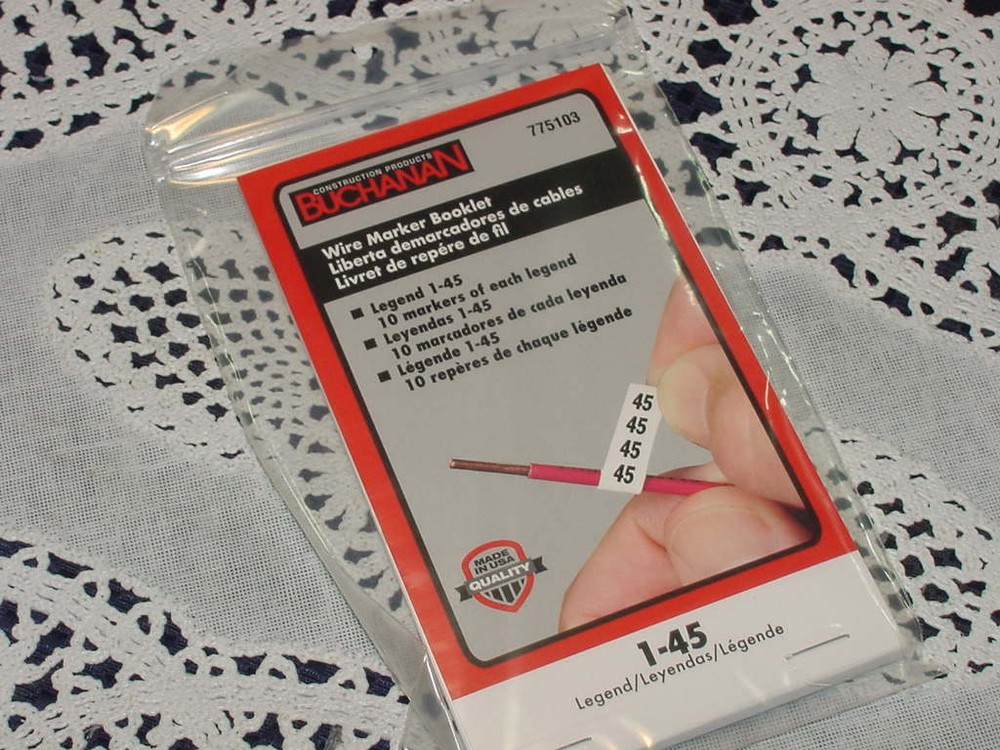 Buchanan 775103, IDEAL ND6286-2, Wire Marker Booklet, Legend 1-45, NEW SEALED!