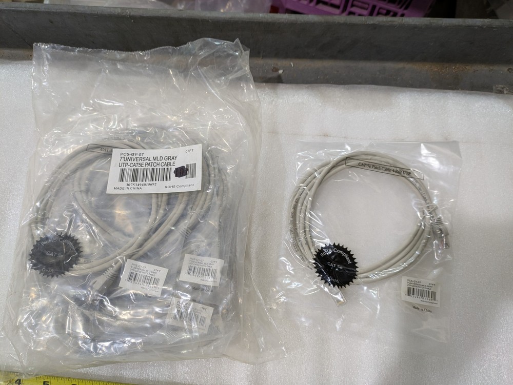 PC5-GY-07 Cat5e Ethernet Patch Cable 7FT Gray Snagless UTP RJ45 Industrial OEM