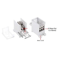 1 in 6 Out DIN Rail Terminal Block Distribution Block 690V 250A Max Input