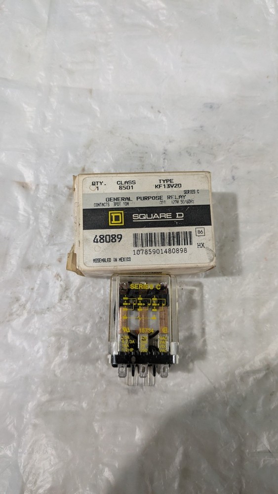 SQUARE D 48089 NEW CLASS 8501 KF13V20 GENERAL PURPOSE RELAY