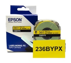 Epson LABELWORKS 236BYPX PET (Polyester) Tape Cartridge – Black on Yellow Lab…