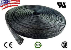 50 FT 3/4″ Black Expandable Wire Cable Sleeving Sheathing Braided Loom Tubing US
