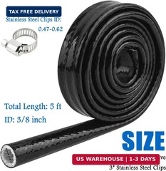 5Ft 3/8″ Fuel Line Heat Shield Sleeve Wire Protection Wrap Thermal Resistant