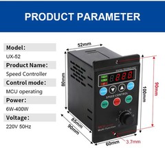 AC Motor Speed Controller Digital Display UX52 Forward Reverse 400W 50-60Hz