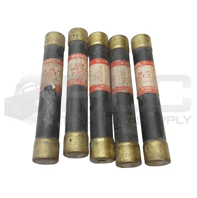 LOT OF 5 ECONOMY FUSE ECS20 DUAL ELEMENT FUSE 20A 600V