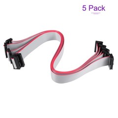 5 Pack Long 30CM 2MM Flat Ribbon Cable IDC 20 Pin Connector