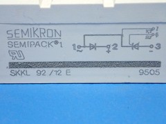 SEMIKRON SEMIPACK 1 SKKL 92/12E THYRISTOR DIODE MODULE 1.2KV 95A 1.65V 2KA 150MA