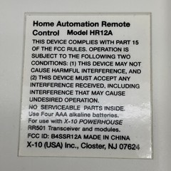 X-10 Pro HR12A POWERHOUSE Home Automation Remote Control