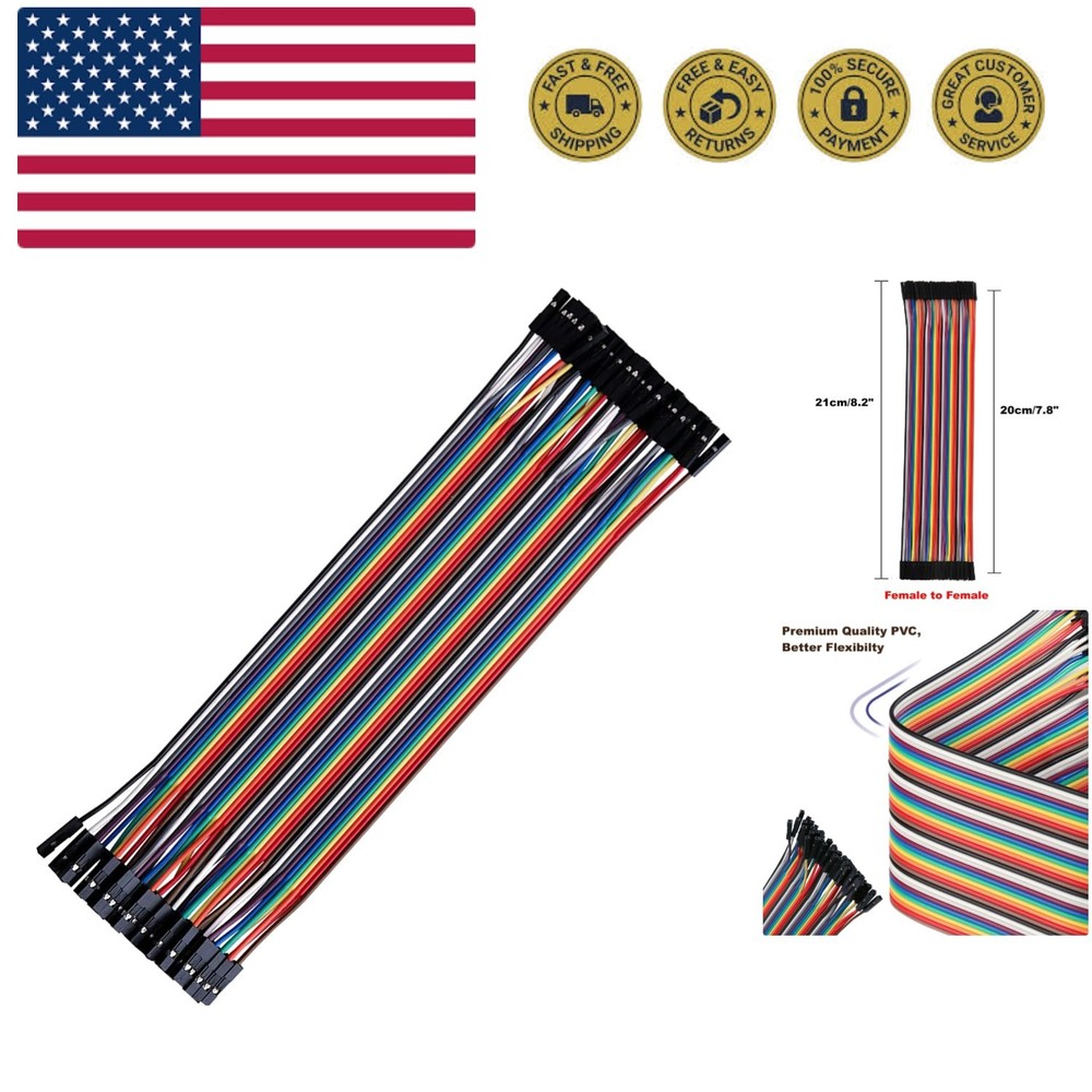 40pcs 20 cm 8 inch Female to Female Multicolored Dupont Wire Breadboard Jumpe…