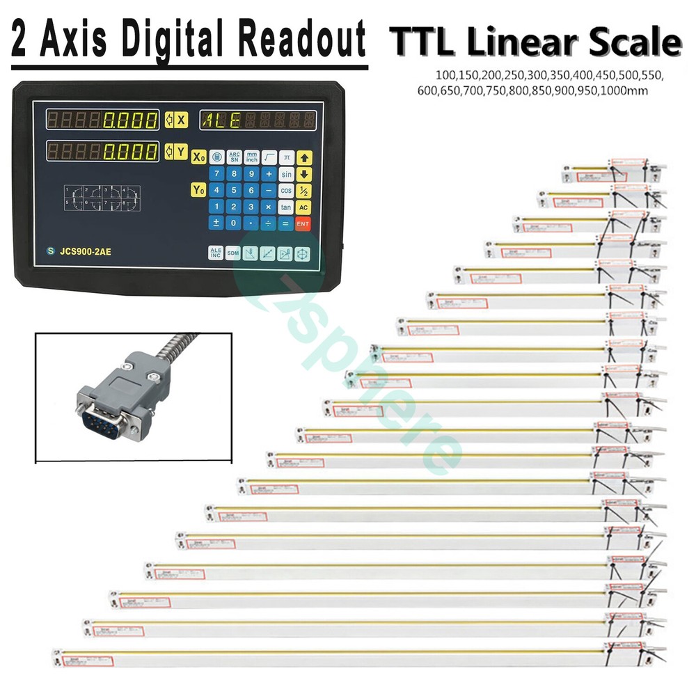 2 Axis Digital Readout Linear Scales DRO Display 5um for Bridgeport Mill Lathe