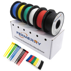 Fermerry 14 AWG Stranded Wire Spool 5Ft Each 6 Colors Flexible 14 Gauge Silicone