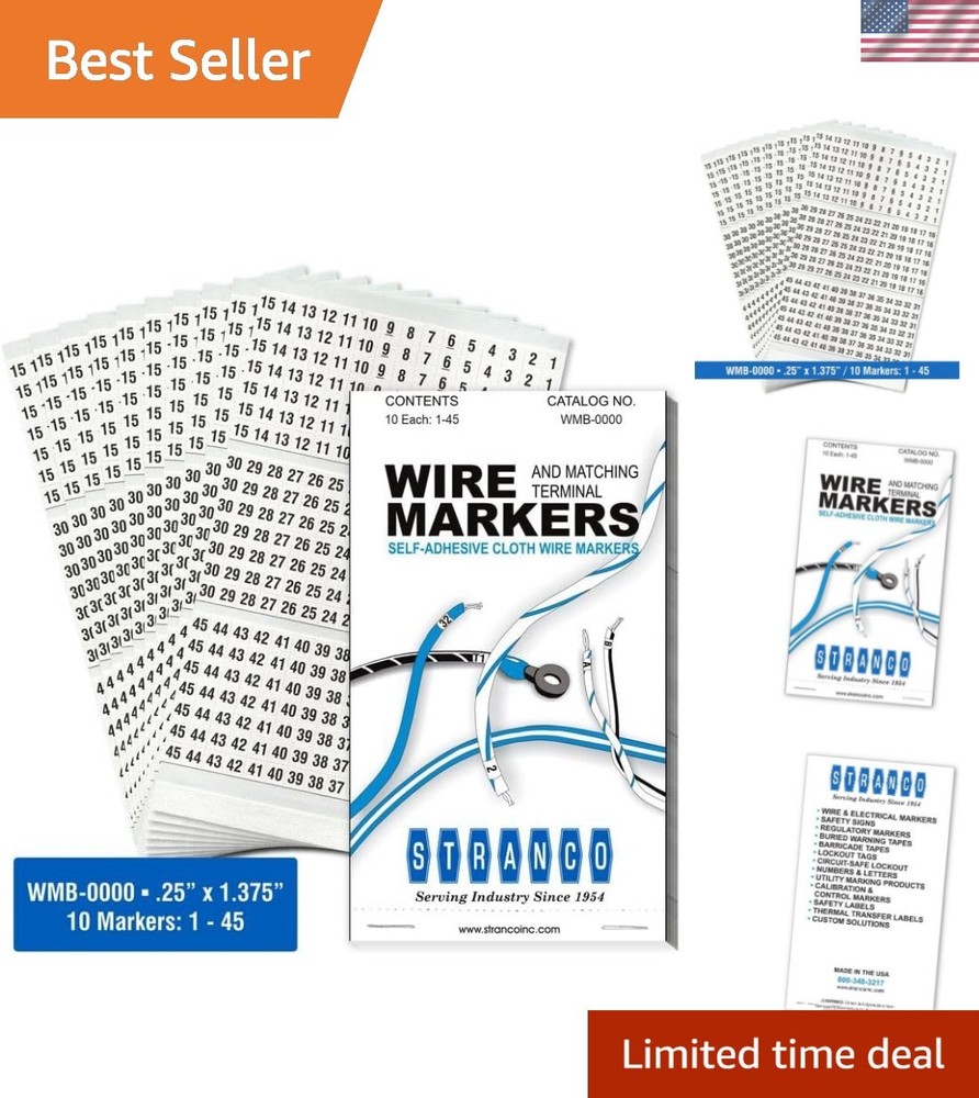 Wire Marker Book Numbered 1-45 for Cable Management, Vinyl-Coated, High-Tack …