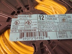 Encore THHN 12 AWG Yellow Copper Wire P/N 106100806440 500 Ft Spool