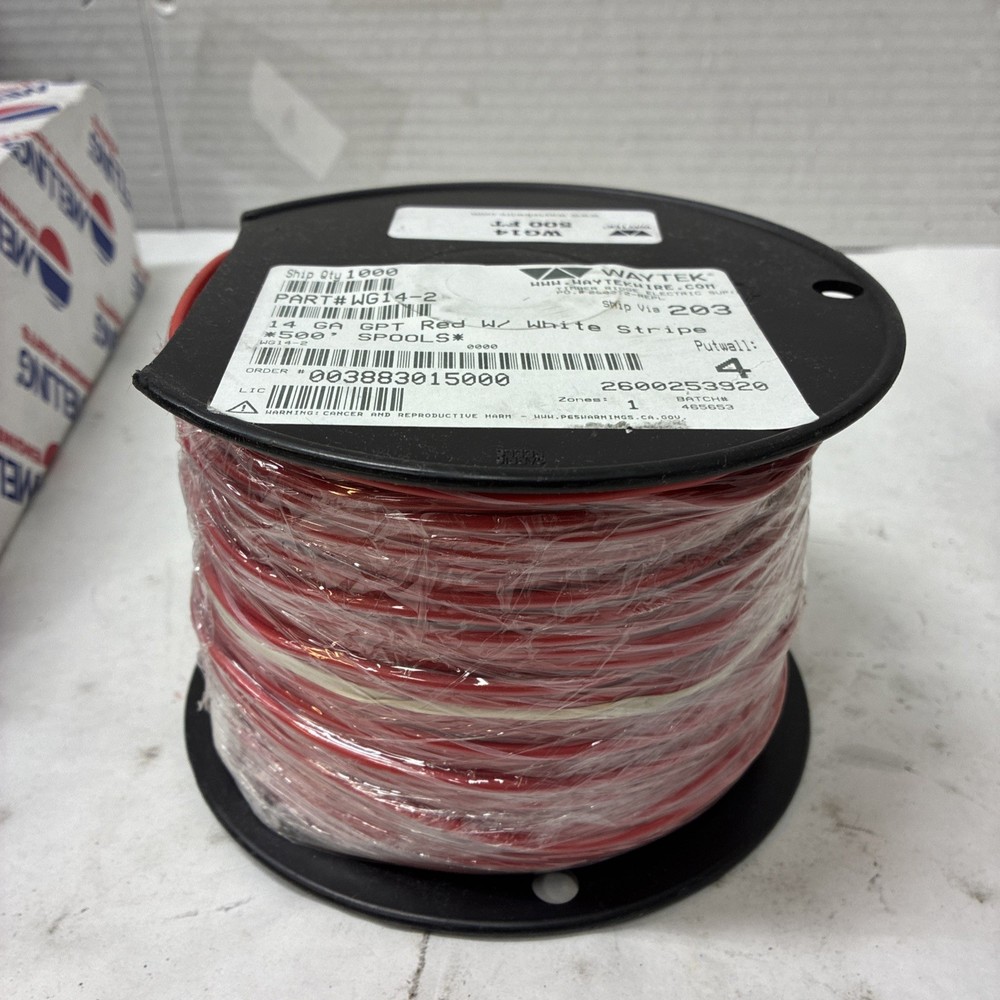 WAYTEK WG14-2: 500FT Spool 14 Ga. Automotive Primary Wire, GPT Standard Wall Red