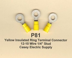 25 Yellow Insulated RING Terminal Connectors 12-10 Wire AWG 1/4″ Stud MOLEX USA