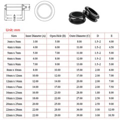 Open Wire Grommets Rubber Grommet Gromet Blind Plug Bung Bungs – ID 3mm To 22mm