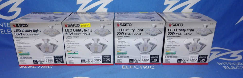 Lot of 4 NIB Satco S13118 60W Multi-Beam Adjustable LED Utility Lights