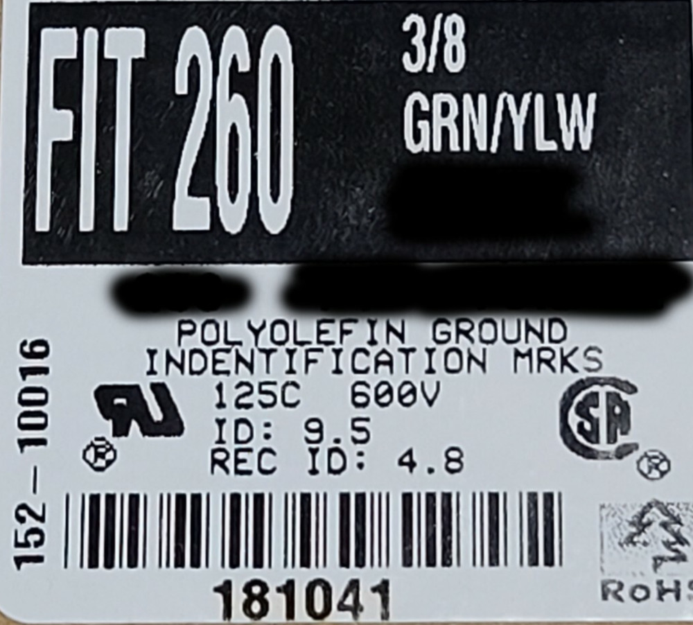 Alpha Wire FIT-260-3/8 Green-Yellow Ground PO 3/8in Heat Shrink Tubing /5ft