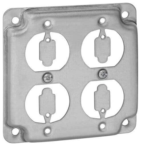Steel City RS-8, 4″ Box, 1/2″ Raised, 2 Duplex Receptacle Outlet Box Cover, 1 pc