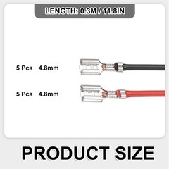 10Pcs Female Spade Crimp Terminal 4.8mm 30cm Wires