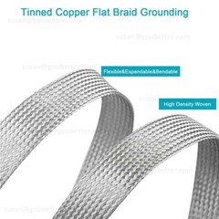 Braided Fabric Cable Flat Tinned Copper Metal Shielding Braided Sleeve Wire