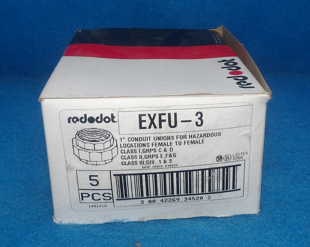 Box of 5 NEW Red Dot EXFU-3 1″ Conduit Unions for Hazardous Locations + 1 Yea…