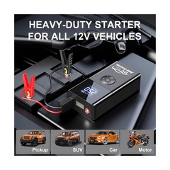 Jump Starter with Air Compressor, 8000A 180PSI, Portable Car Battery Jump Sta…