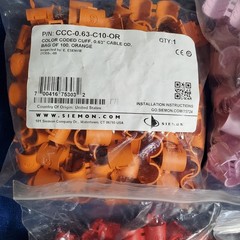 Color Code Cuffs for .63″ OD Cable CCC-0.63-C10 Siemon 100pk 1/2 Coax Clips