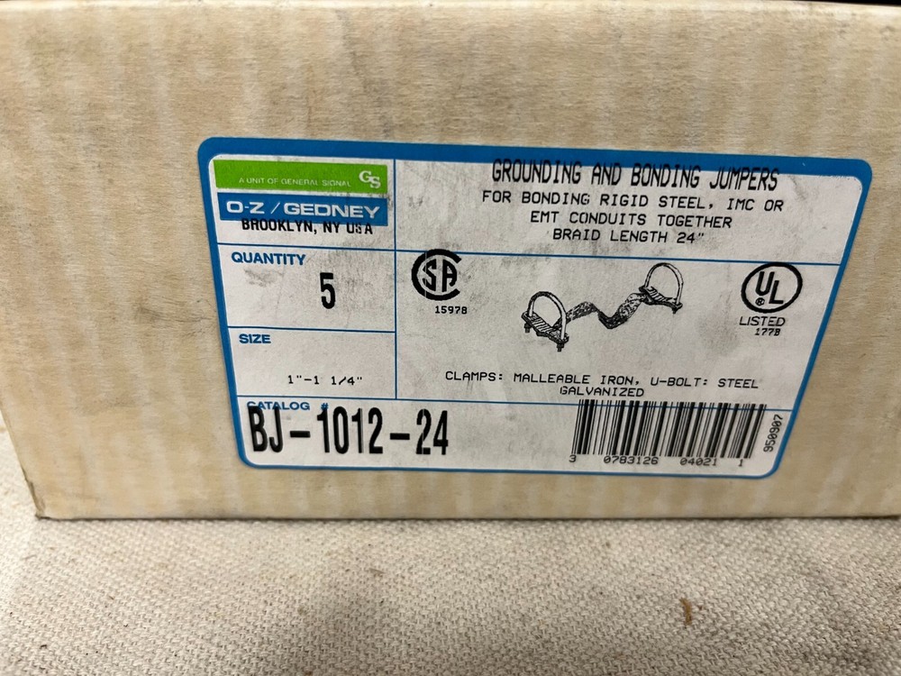 Box of (5) OZ Gedney BJ-1012-24 Bonding Jumper 1″ – 1-1/4″