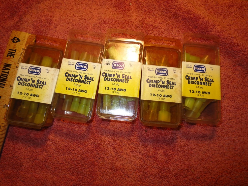 ( 50) Ilsco 30487 Crimp ‘N Seal, Disconnect Terminal, 10-12 AWG Yellow, Shrink