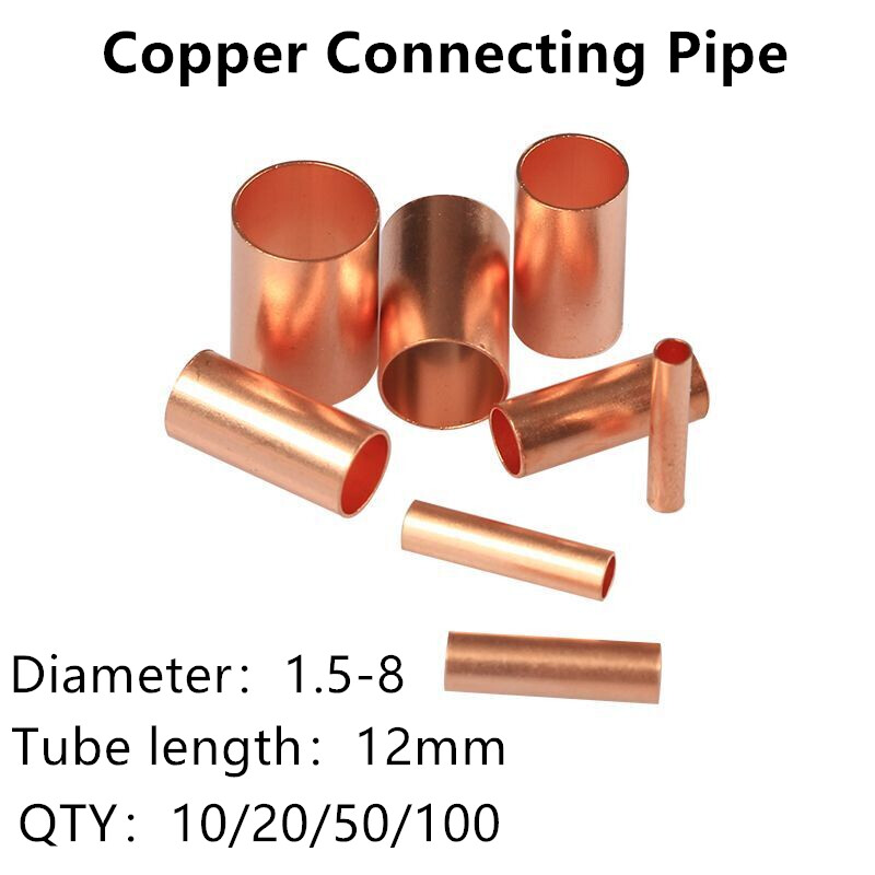 Copper Tube Butt Splice Wiring Joint Connecting Pipe Copper Tube Crimp Terminal