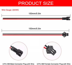 1-10 Pairs / Pcs 15cm Long JST SM 2 Pins Plug Male & Female Wire Connector Cable