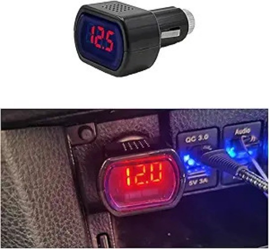 Car LED Cigarette Lighter Voltmeter, 12V 24V DC Digital Battery Vo Color: 1 PC